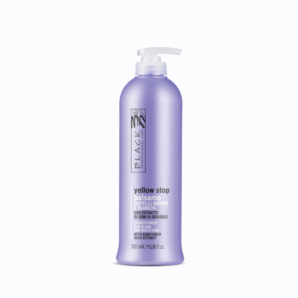Anti-yellow conditioner, formulated to counter the onset of yellow tones, for use in combination with the Black Professional anti-yellow shampoo.