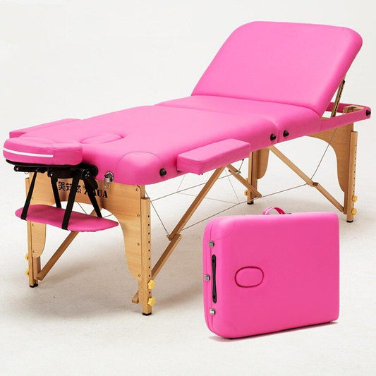 Black - foldable & Portable Wooden Massage Table-Pink.