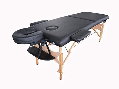 Black - foldable & Portable Wooden Massage Table-Black.