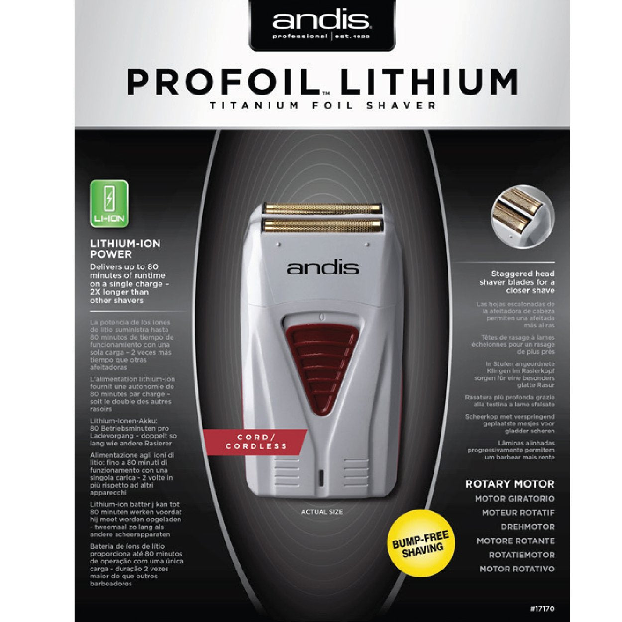 Andis ProFoil® Lithium Titanium Foil Shaver 17170