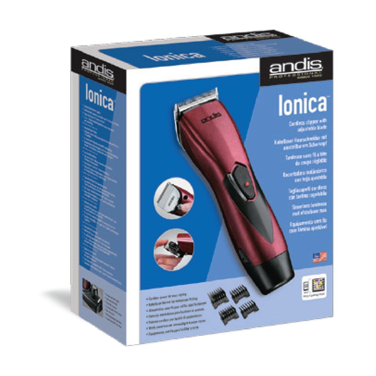 ANDIS Ionica Clipper Adjustable Blade Clipper 68225, Cordless clipper with 5-position adjustable blade, Magnetic motor trimmer, the professional standard.
