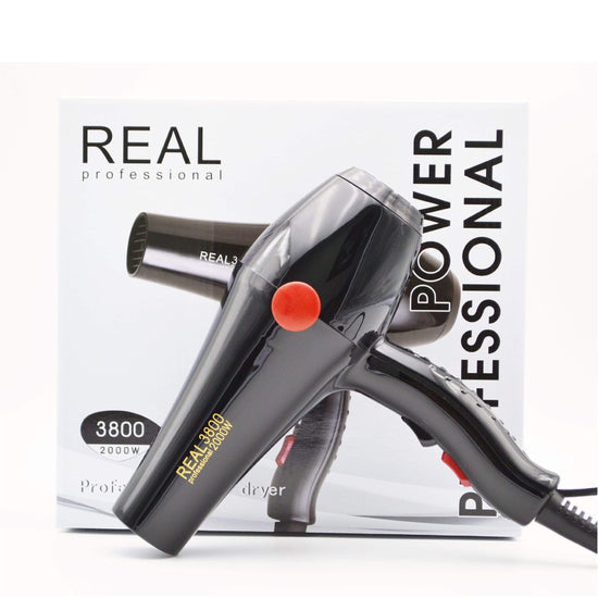 Real Professional Hair Dryer 3800 Black 2000W