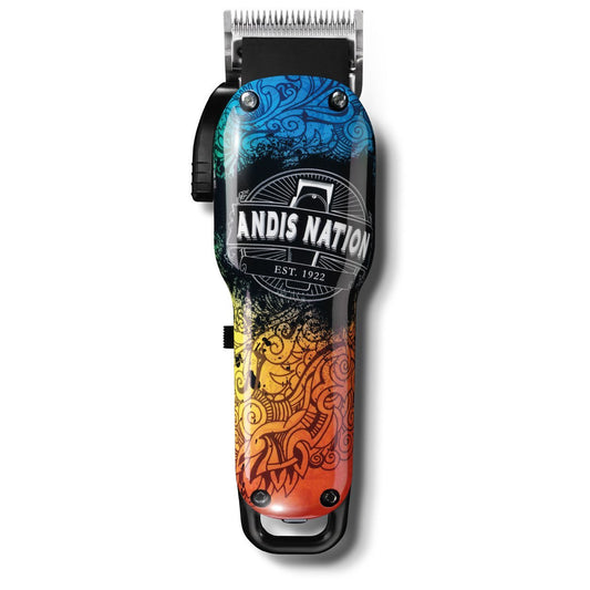 Andis Cordless Uspro Li Fade  73050, Vibrant and stylish Andis Nation styling, featuring our fine-cutting carbon steel fade blade, Lithium-Ion powered battery.