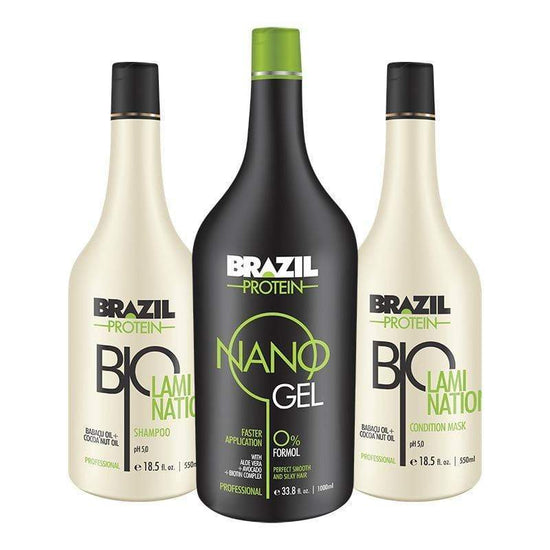 Bio Lamination Brazil Protein Nano Gel Hair System Set of 3, 1000 ml + 550 ml x 2